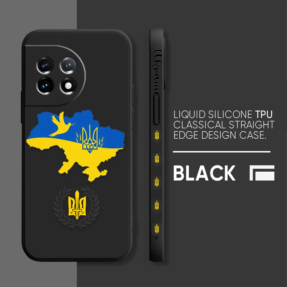 Case For Oneplus 5 6 9 9R 8 8T 7 7T A3 2 2V NORD 3 2 Lite Pro Simple Liquid Silicone Case Flag Of Ukraine Insignia