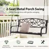 Metal Porch Swings 2 Person Outdoor Hanging Garden Bench, Wide Seat & Curved Armrests, 485 Lbs Weight, Patio Swings 3