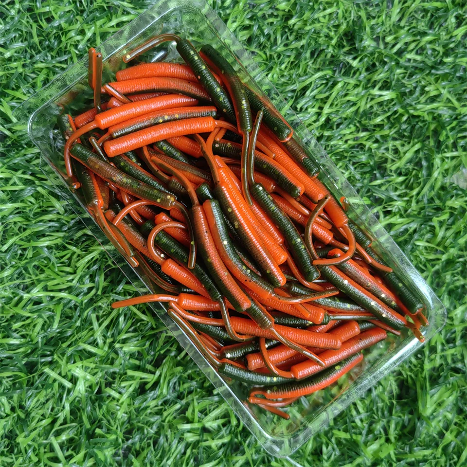 Fishing Floating Soft Plastic Mini Grubs Tiny Worms Bass Pike Trout Perch 45mm 0.3g 100pcs