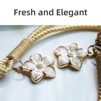Vintage Artistic Phone Wrist Strap Charm Keychain Elegant Handwoven Flower Lanyard Anti-drop Girl Woman Bracelet for IPhone 2