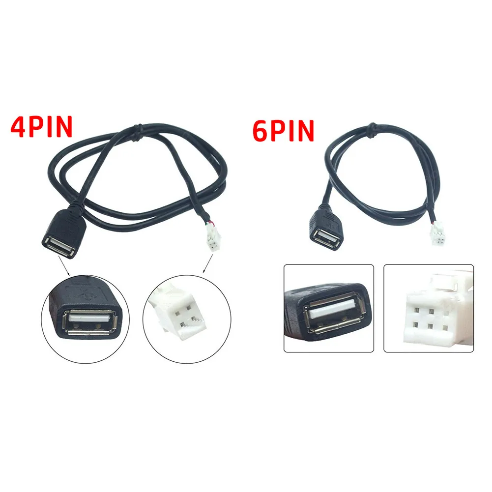 2PCS 75cm Car USB Cable Adapters 4Pin And 6Pin for Android Car Radio Stereo Connectors USB Extension Cable Adapters