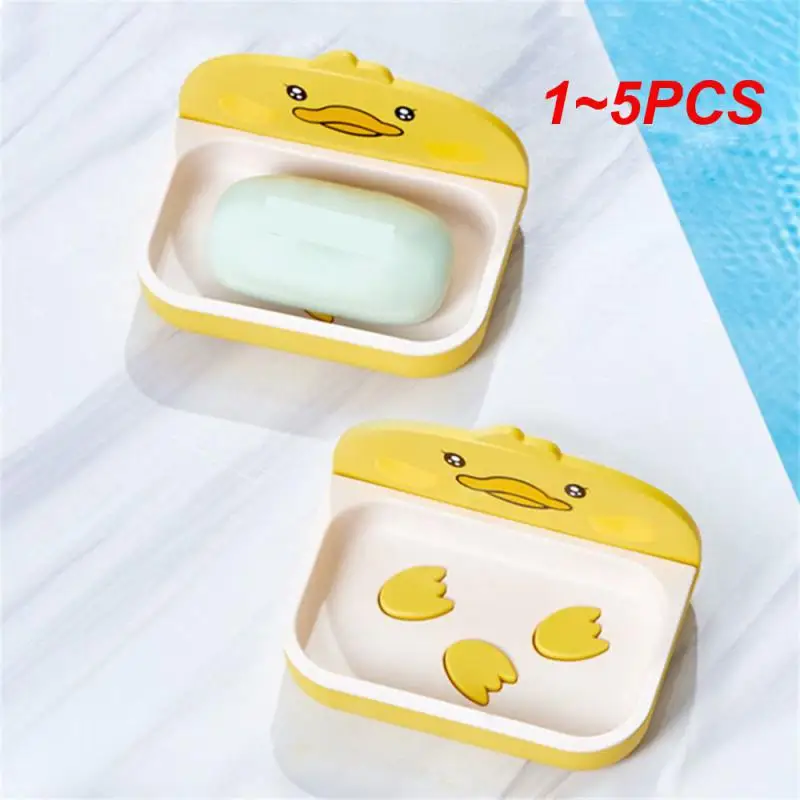 

1 ~ 5 шт. коробка для хранения мыла без крышки, двухслойная Современная Минималистичная настенная мыльница без перфорации, Коробка для мыла в ванной комнате, утенок