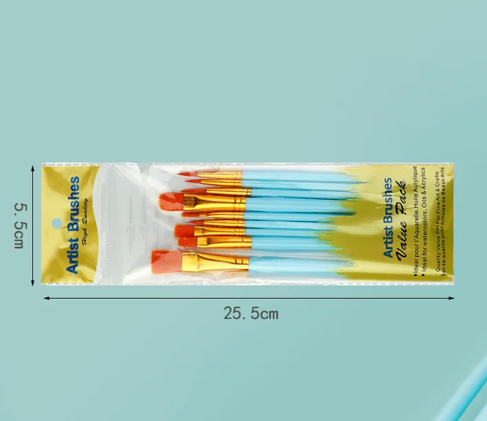 12Pcs Flat Nylon Bristle Brush Set Watercolor Oil Paint Fabric Painting Ideal For Art Students Hobbyists_voghion.com