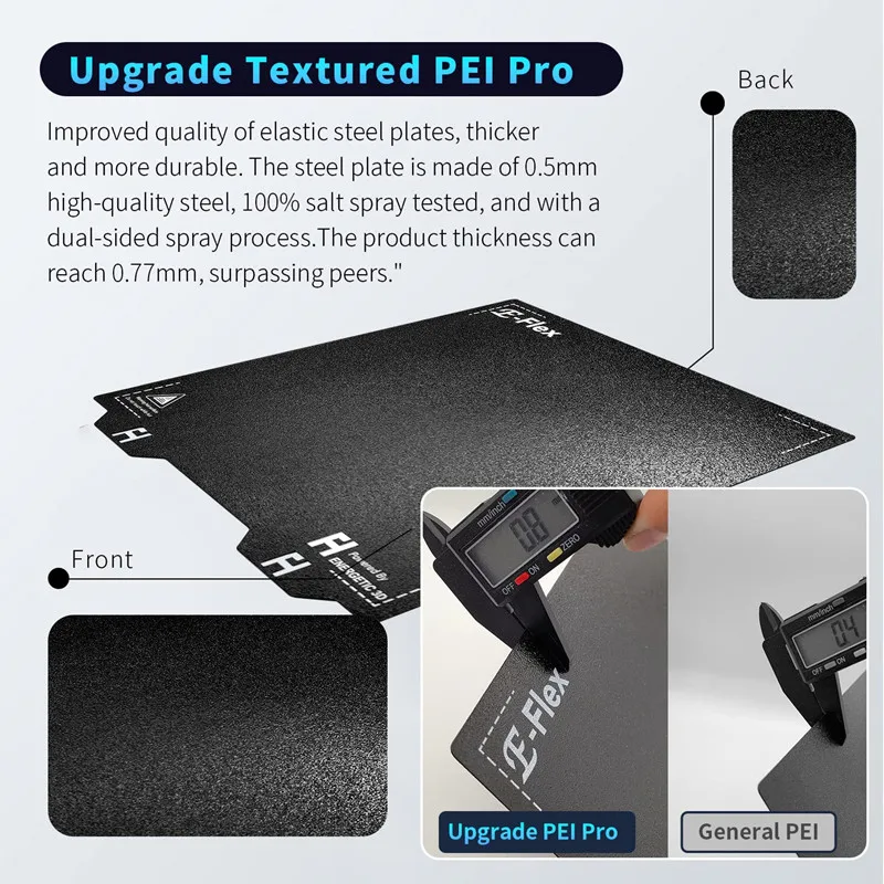 thumbnail image 2 of 3D Printer 120x120mm Voron 0.1 0.2 PEI Sheet Spring Steel Build Plate,[Double Sided Smooth Flex PEL PEB Sheet]4.7x4.7 Inch No Magnetic Sticker For Voron 0 V0 3D Printer 2 of 14