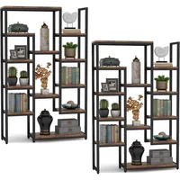 6-Tier Bookshelf 70.9 inch Tall Bookcase 2 Pack, Vintage Industrial 12-Shelf Display Shelves Book Storage Organizer 1