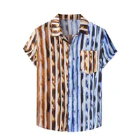 Men Shirts Casual Summer Hawaiian Vacation Short Sleeve Shirts Printed Patchwork Top Beach Button Up Hawaiian Shirt Blouse - Image 3