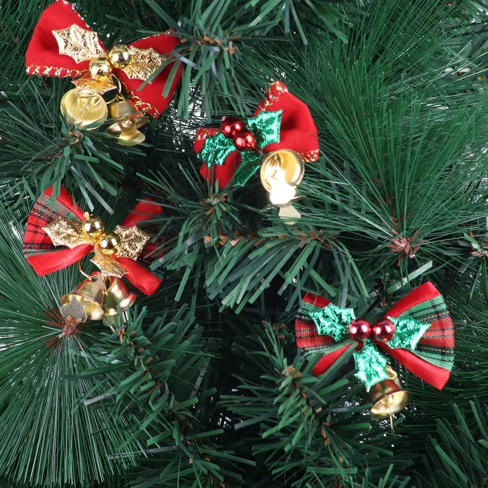 

Iron Flannelette Christmas Tree Mini With Bells Party Decoration Christmas pendant Bows Christmas decorations Craft bows