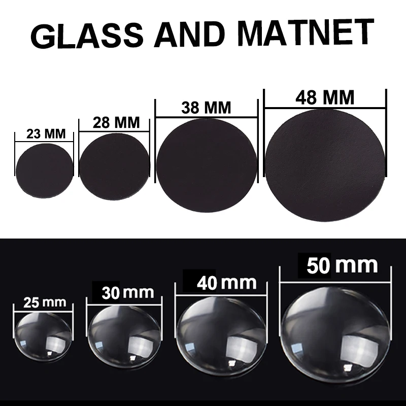 

5Pcs Transparent Glass And Magnetic Stickers Fridge Magnet Handmade Works 25Mm/30Mm/40Mm/50Mm Glass And Magnet Diy Craft Decor