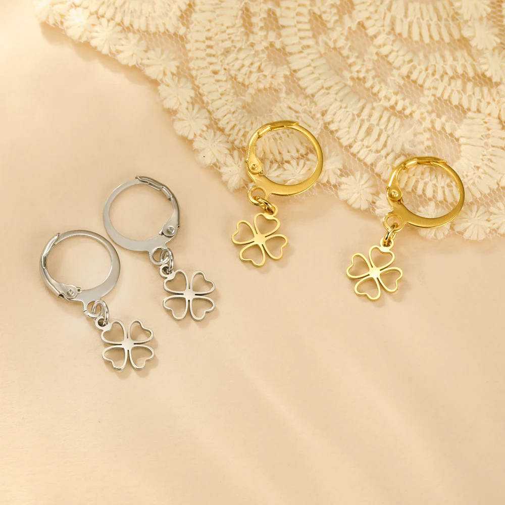 Dawapara Lucky Four Leaf Clover Damen Ohrringe Irish Knot Shamrock Charm Edelstahl Schmuck Valentinstag Geschenk – Detail 36