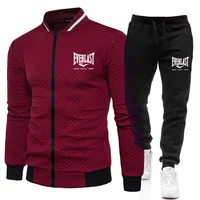 Ensemble de veste et pantalon EVERLAST BOXING pour homme, col montant, style streetwear, printemps-automne, décontracté, avec poches zippées, pour l'extérieur 5