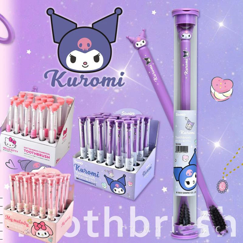 

New Kawaii Miniso Cinnamoroll Hellokittys Kuromi My Melody Cute Toothbrush Portable Toothbrush Soft Bristle Household Toothbrush