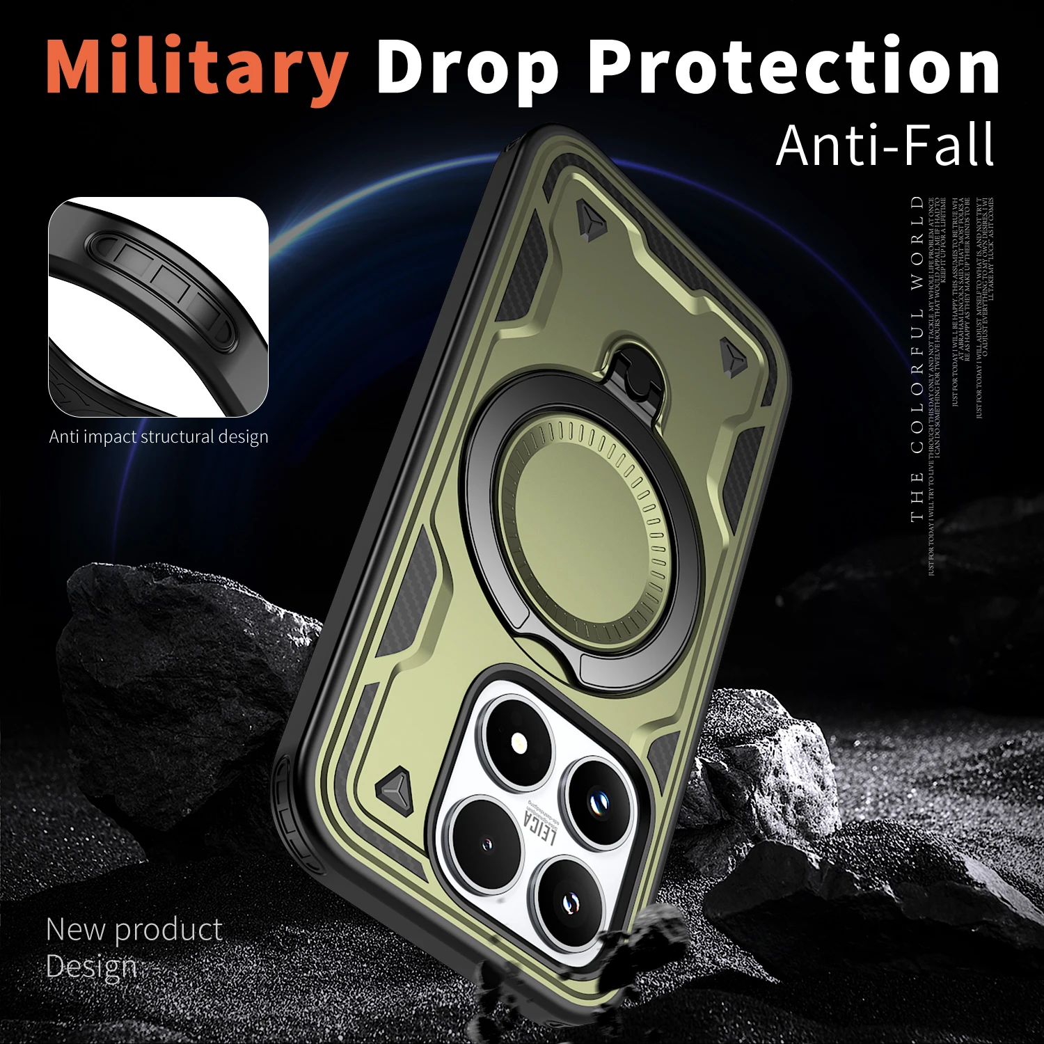 Premium Shockproof Rotating Magnetic Stand Phone Case with Armor Tough Protection