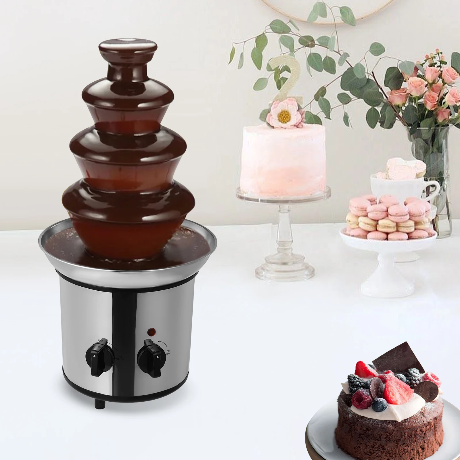Chocolate Fountain Machine Rust-Proof Household 4-Layer Large Capacity ...