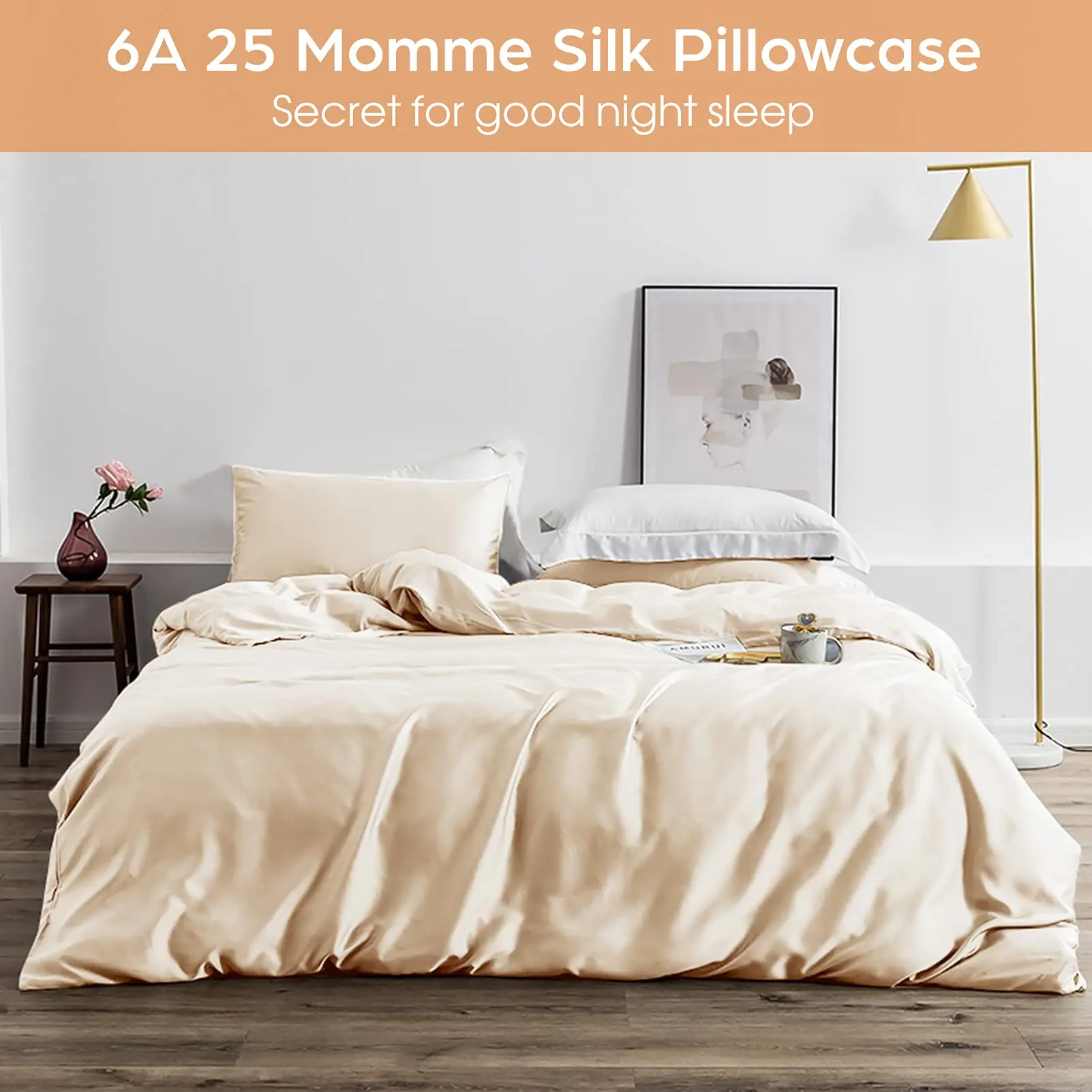 Bed Pillow Satin Pillowcases Envelope Closure Bedroom Office Living Room