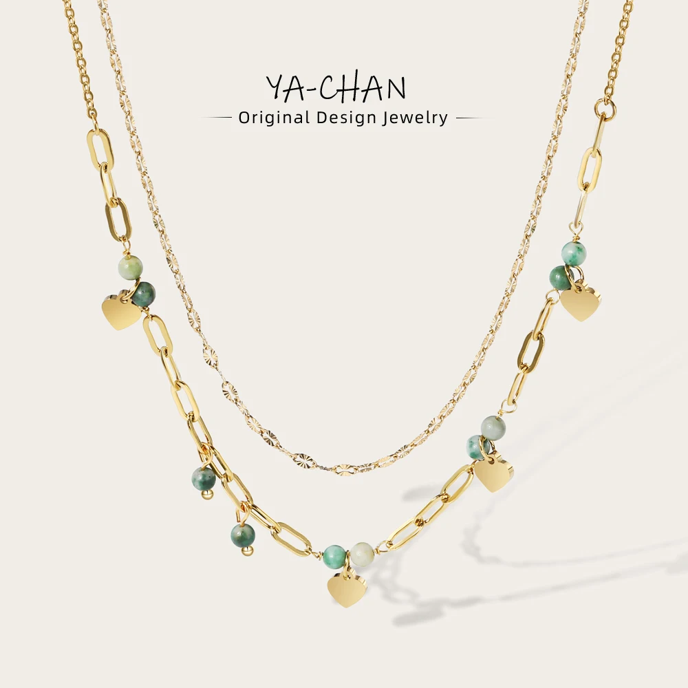 YACHAN-Double-layer-Stainless-Steel-Chains-Splice-Necklace-for-Women ...