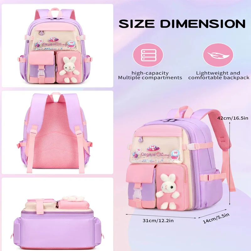 New Large Capacity Girls Refrigerator Models for Elementary School Students Schoolbag Cute Princess Students Lightweight