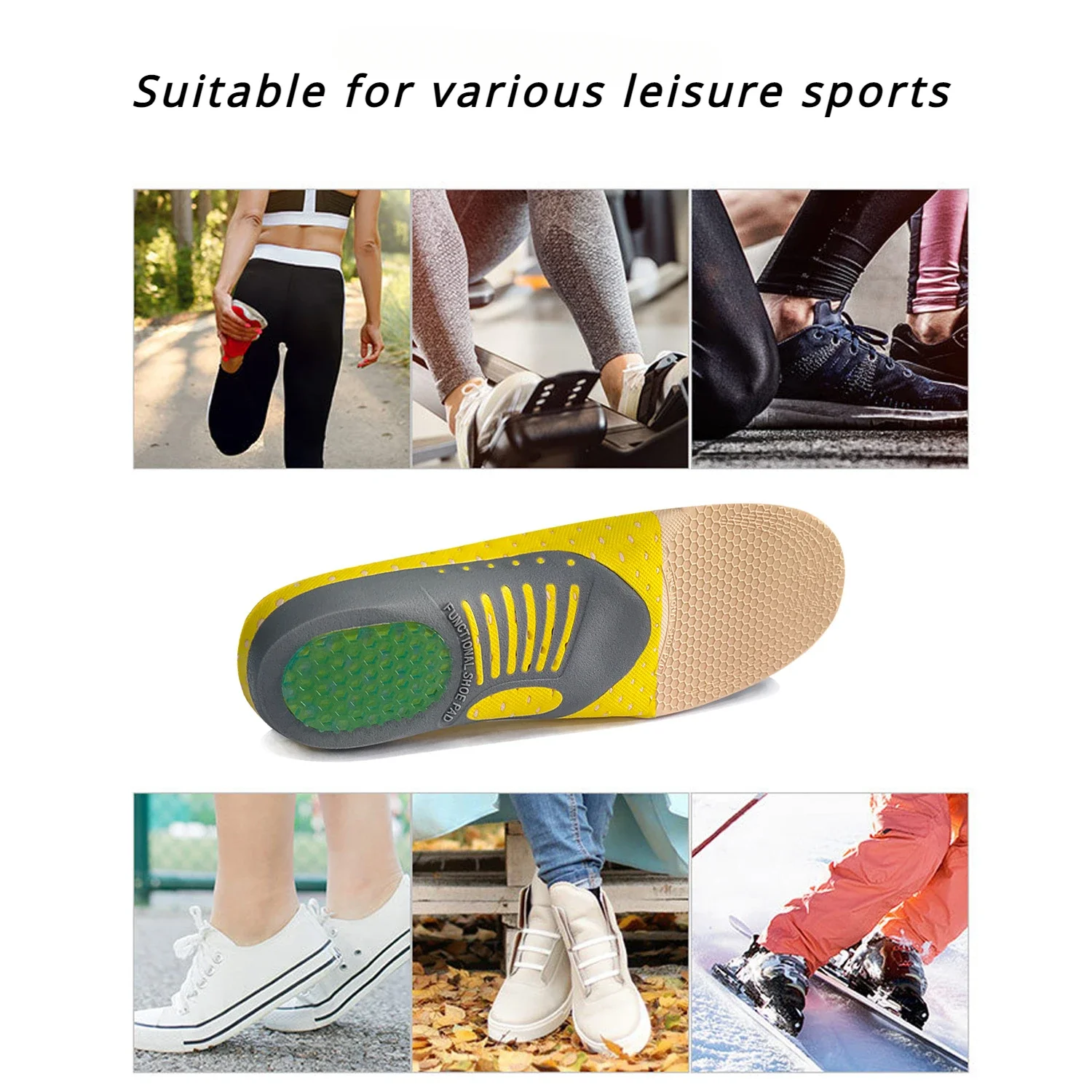 Pair Orthopedic Insoles Orthotics Flat Foot Health Sole Pad for