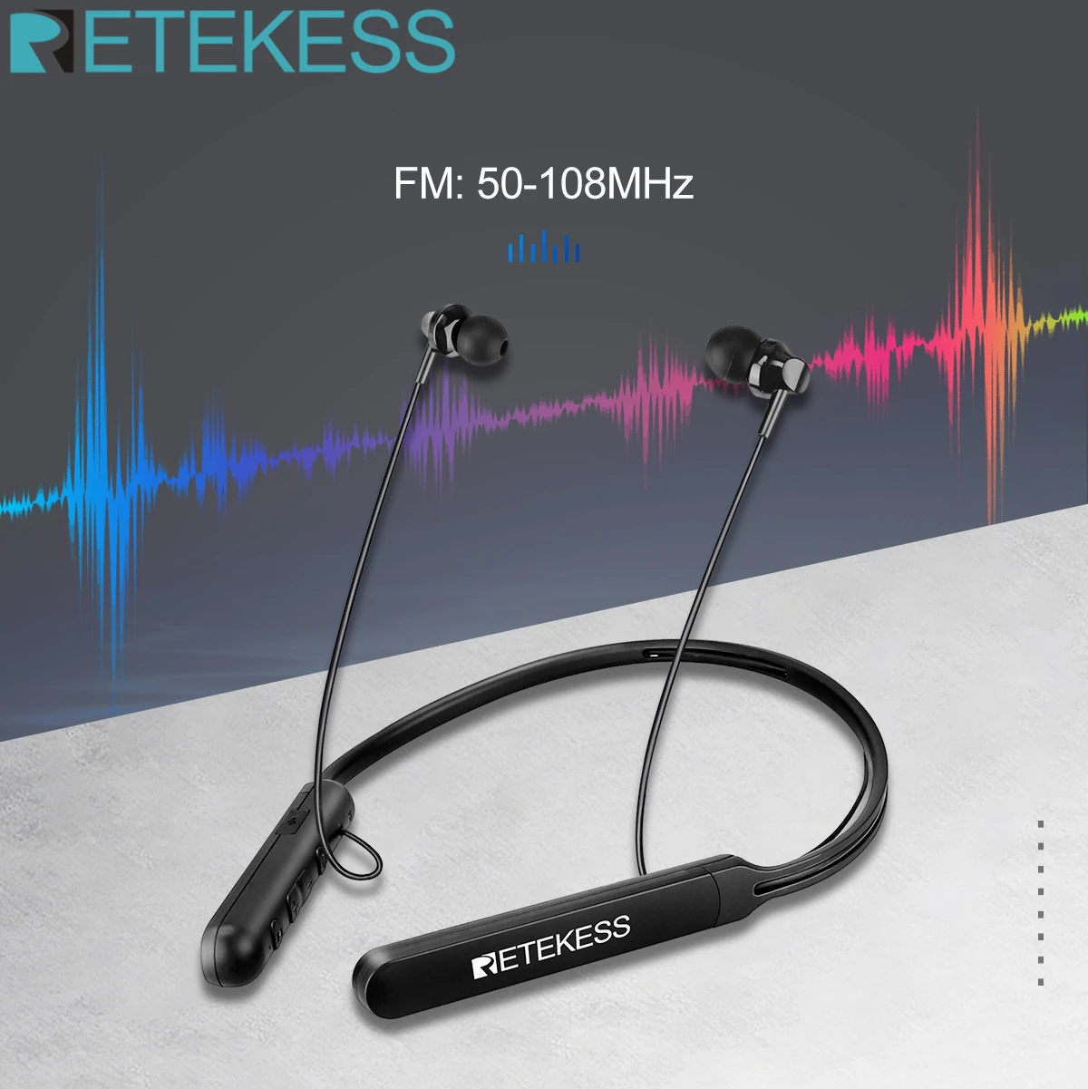 Retekess auriculares inalámbricos TR108 con Bluetooth, dispositivo de audio  deportivo con banda para el cuello, Radio FM, 16 horas de tiempo de escucha,  micrófono incorporado, para correr|Radio| - AliExpress