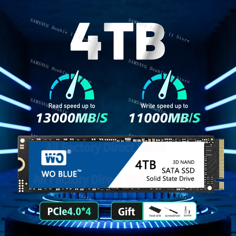 

Brand 2024 Original NVME M2 BLUE SSD 1TB 2TB 4TB 8TB 2280 PCIe Gen 5.0 Hard Disk Internal Solid State for PlayStation 5 Laptop