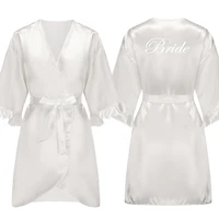 Grass Green Bride Satin-Silk Robe Women Bridal Party Sister Team Mother Shower Gift Bridesmaid Wedding Short Robes with Ruffle - Image 2