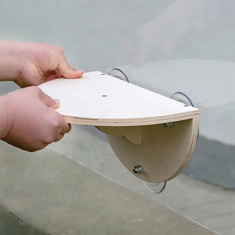 2-In-1 Cordless Cat Hammock Kitten Window Seat with 3 Suction Cups Window Cat Hammock Wooden Wall Mounted Cat Climber Pet Bed