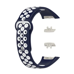 Breathable Sport Silicone Strap for Smartwatches - Enhanced Replacement Bracelet (Midnight blue white)
