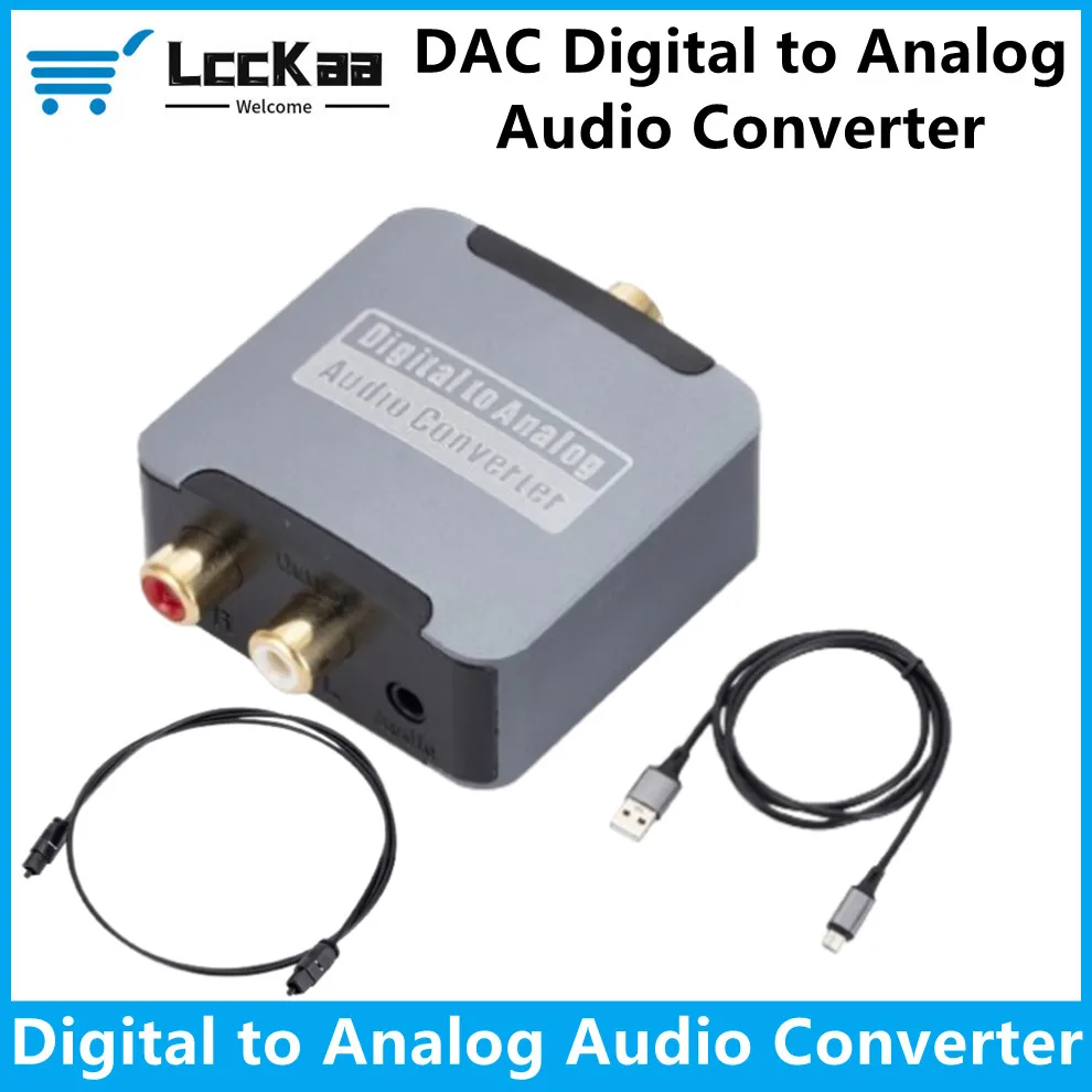 

Digital to Analog Audio Converter Optical SPDIF/Coaxial to RCA L/R Amplifier Decoder With Fiber Optic Cable Digital to Analog