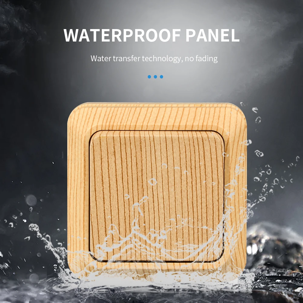 WESA Wood Wall Mount Switch Classic Flame Retardant Plastic Panel 1 Gang 1 Way Vintage Imitation Wooden Color Wall Switch 16A AC