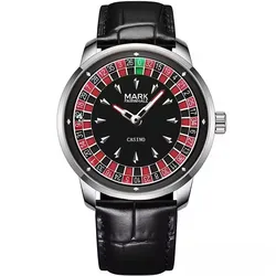 Mark Fairwhale Men's Quartz Watch with Rotating Digital Dial - Stylish Waterproof Timepiece with Night Light Function (Black belt)