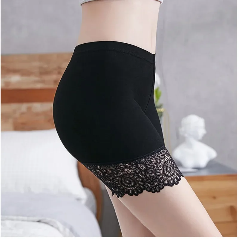40KG-80KG Women Plus Big Size Safety Pants Elastic Soft Comfortable Modal Material Nude/Black Shorts Lace Safety Short Pants Safety Shorts,Safety Pants,Women Shorts Underwear