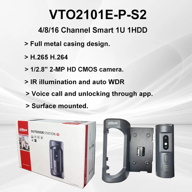 Dahua 2MP HD Video Intercom Doorbell IP Villa Door Station IR Night Vision WDR DMSS Remote Unlock Water proof IP65 VTO2101E-P-S2 5