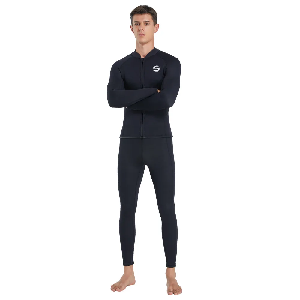 Diving Suits Men's Professional Diving Suit Cold Proof Warm 3mm Neoprene Top Pants Split Suit Male Wading Swimming Surfing Wetsuit