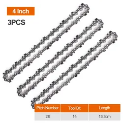 Mini Steel Chainsaw Replacement Chains - 4-Inch and 6-Inch Electric Chainsaw Accessory (4inch 3pc)