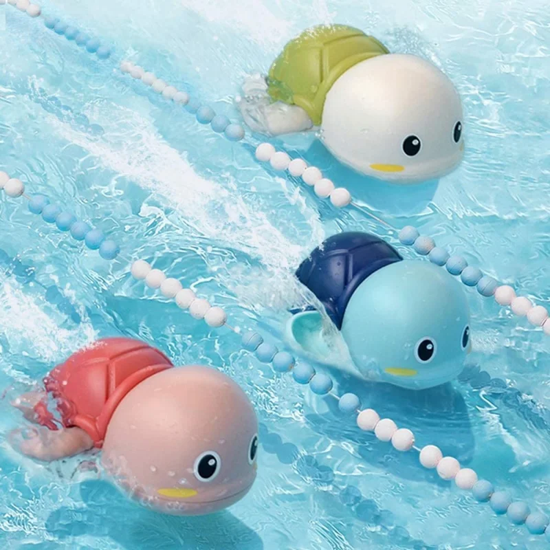 1/3PCS Baby Bath Toy Water Chain Clockwork Bathing Cute Swimming Turtle Toy Toddler Pool Beach Classic Toy For Kid Water Playing 4