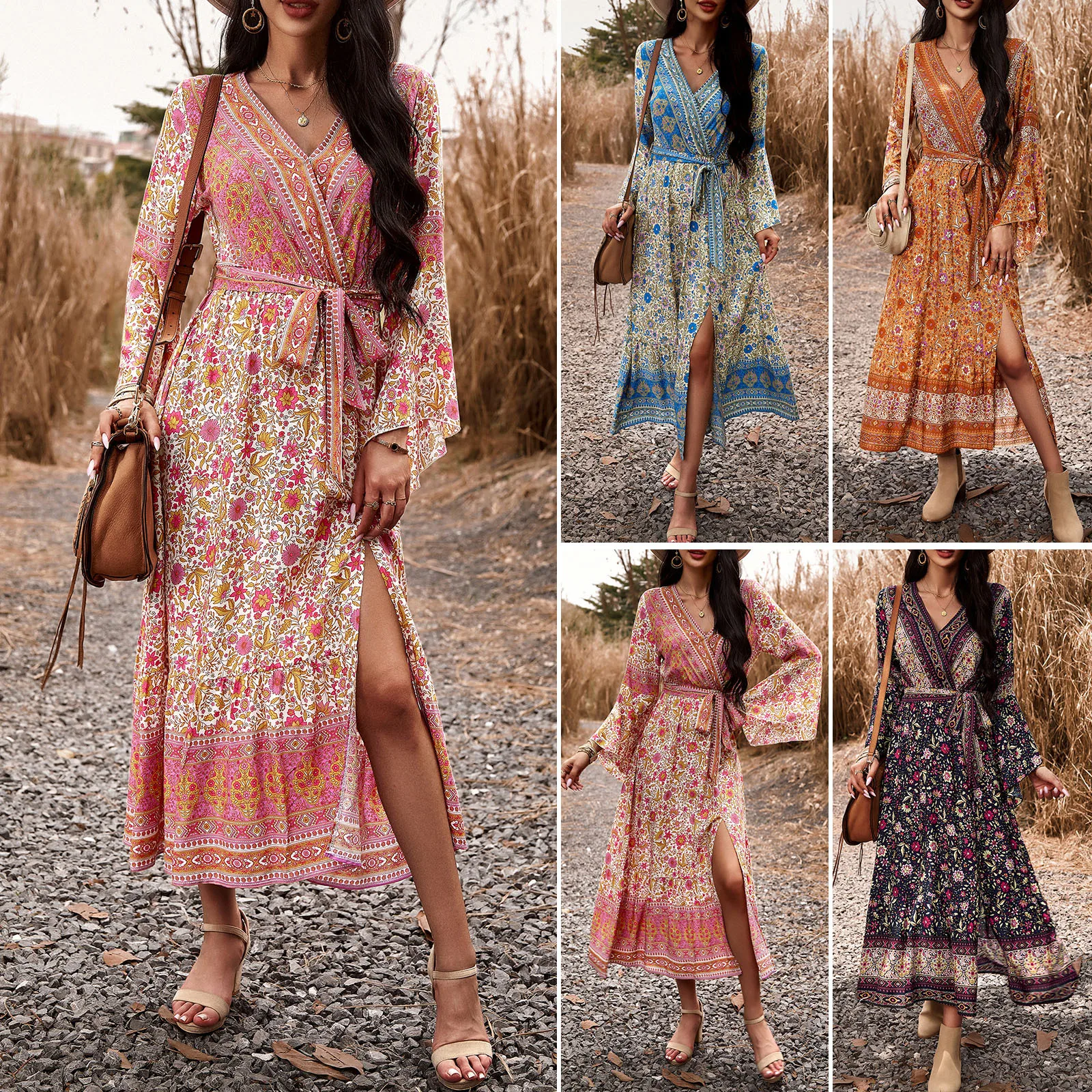 

New Fashion Boho Dress Female Casual Bohemian Women's Clothes Free Shipping