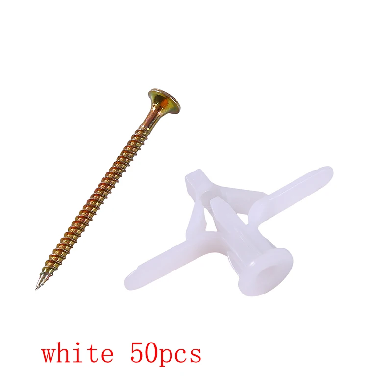 Drywall Anchor Kit 50/100Pcs Expansion Drywall Anchor Kit Screws Self Drilling Wall Home Pierced Special Nylon Plastic Gypsum Board 앙카