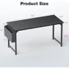 Computer Office Desk, 63 Inch Writing Work Study PC Wood Modern Desk with Storage Bag & Headphone Hook Simple Bedroom 3