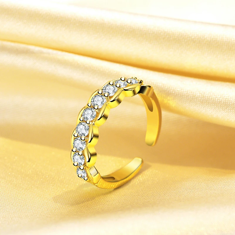 

New Trendy Women Ring Multicolor Gold Zircon Rings for Women Girl Fashion Wedding Engagement Accessories Jewelry Gifts
