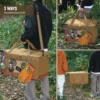 60L Large Camping Storage Bag Collapsible Cooking Trunk Organizer 600D Oxford Fabric, Waterproof Bottom Black//Khaki 5