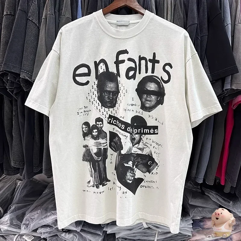 

Top Version Oversized Cement White Carbon Gray ERD T Shirts Cotton Character Pattern Print Enfants Riches Deprimes T-Shirt Top
