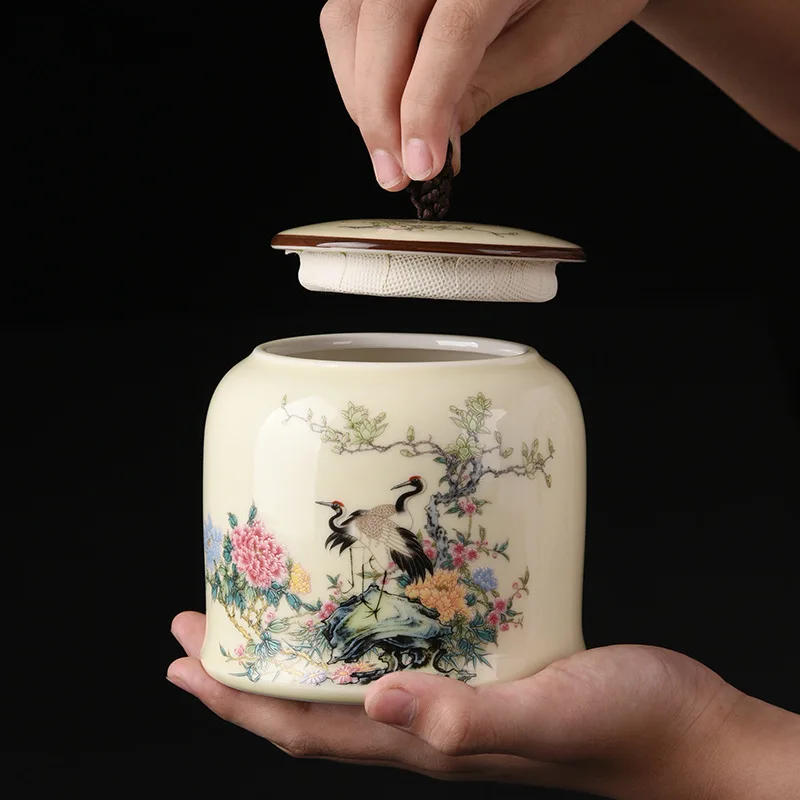 Chinese Vintage Ceramic Tea Caddy Multifunctional Storage Tea Pot Porcelain Sealed Jar Set Kitchen Container Tin Cans,tea tin box,tea canister