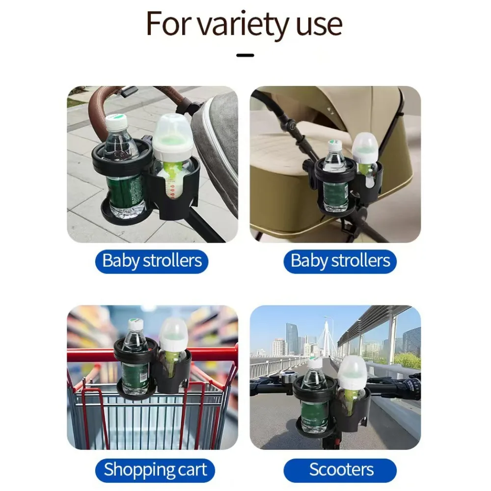 Anti-slip 2 in 1 Baby Stroller Cup Holder Adjustable Easy To Install Stroller Water Bottle Organizer Non-slip Rotatable