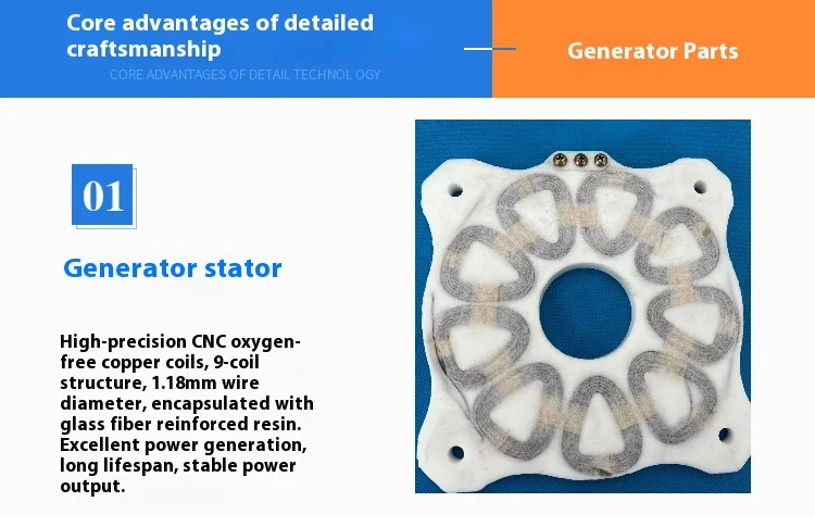 1000W High-power DIY Disc Permanent Magnet Ironless Generator Low Speed High Eff