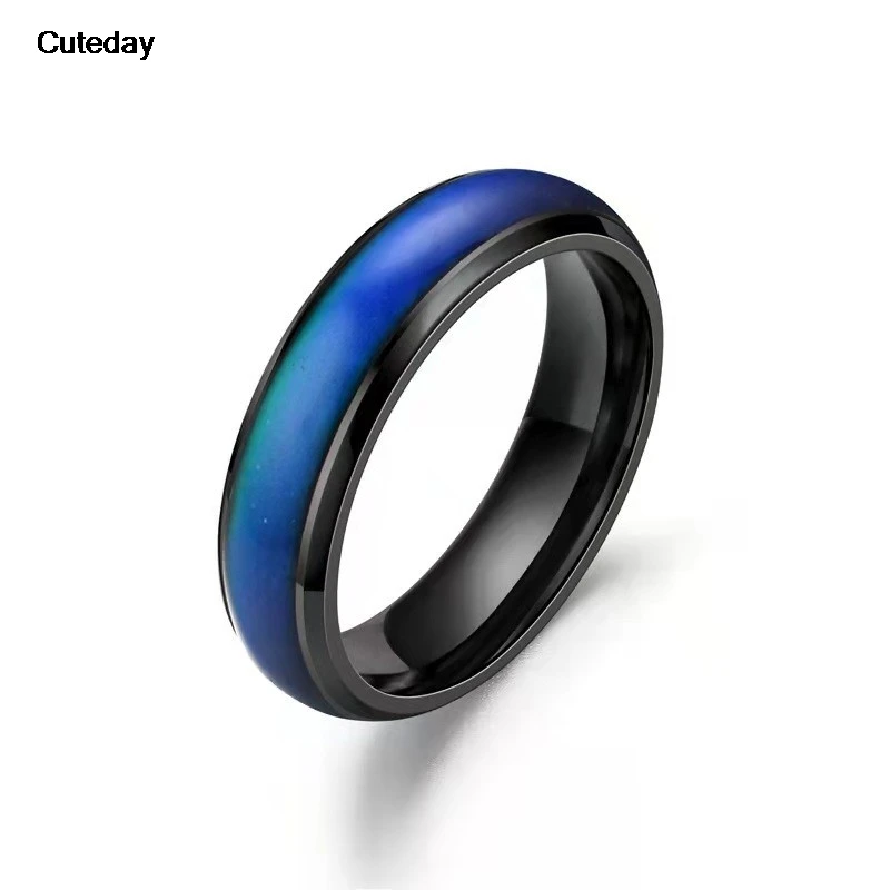 Vibrant Stainless Steel Mood Ring – Color-Changing Emotion Jewelry