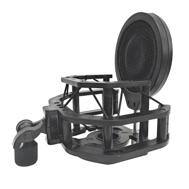 

1 Piece Microphone Professional Shock Mount Holder With Filter Screen Black Universal Mic Bracket For Condenser Mic