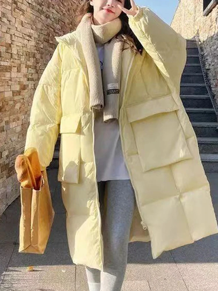 Parkas Winter Coat Women Fall 2024 New Korean Fashion Oversized Jacket with Hooded Loose Coats Elegant Ladies Zipper Outerwear