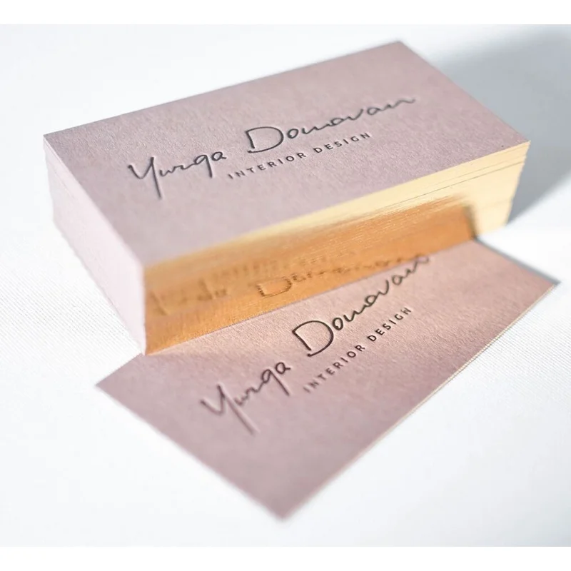 

Custom 100PCS design luxury 600gsm cotton paper cardboard Gold Silver raised foil cream embossed business cards