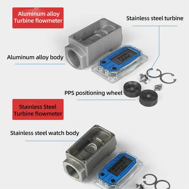 Elektronikus Rozsdamentes Acél Digitális Folyadékárammérő Mérőszámú Pcb Jelző Benzin Petróleum Metanol Vízérzékelő - Image 3