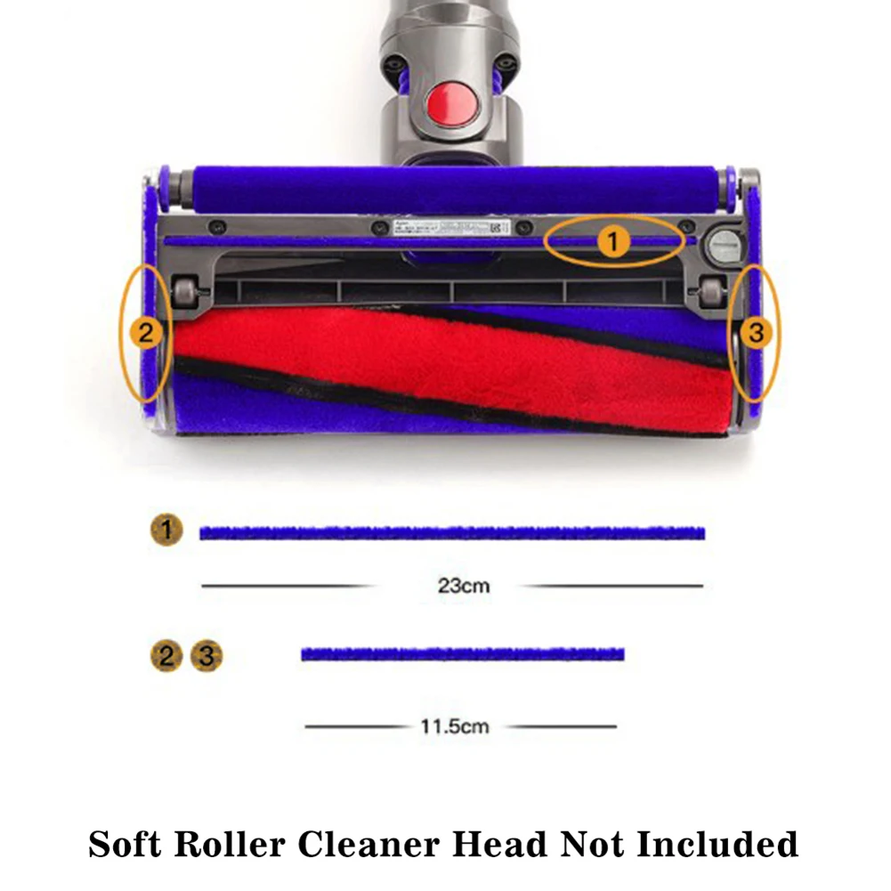 

3pcs Soft Plush Strips Replacements For Dyson V6 V7 V8 V10 V11 Vacuum Cleaner Soft Roller Head Not Smooth Suction Head