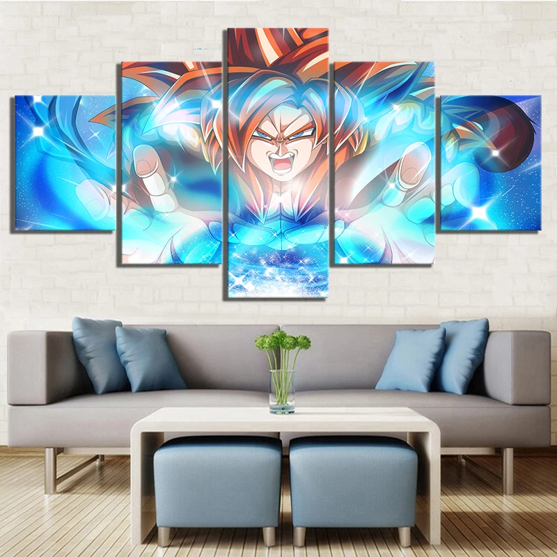 

5 Piece HD Cartoon Picture Super Dragon Ball Heroes Anime Poster Sjj 4 Super Saiyan4 Goku Pictures Wall Paintings for Home Decor